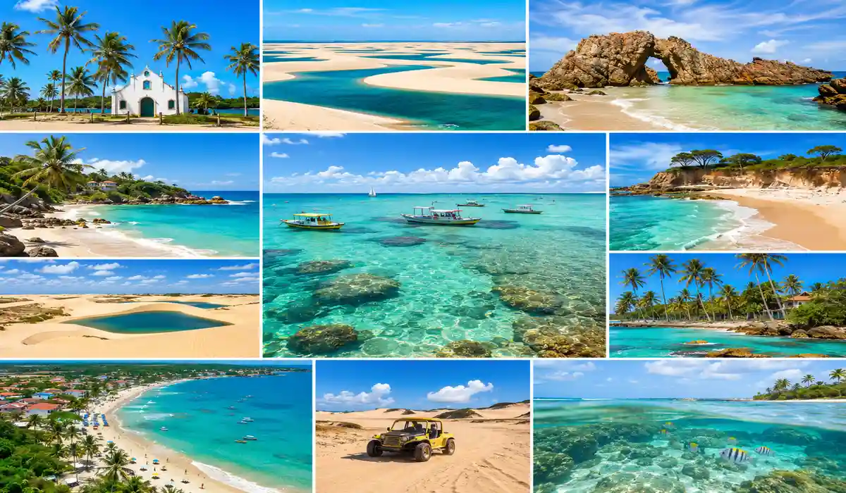Mapa das Praias do Nordeste com litoral brasileiro praias paradisíacas dunas piscinas naturais falésias e mar azul