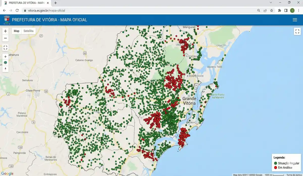 eja o mapa atualizado das praias próprias e impróprias na Grande Vitória."
