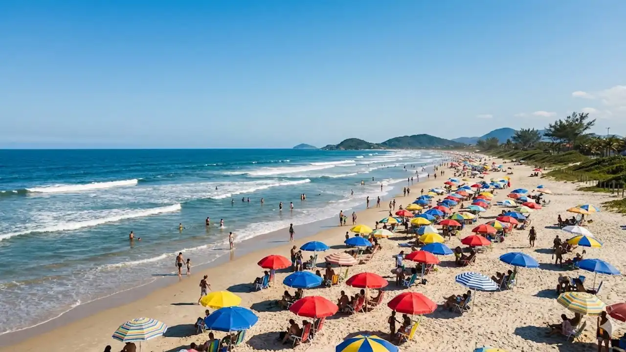 Banhistas aproveitando dia de sol na praia de Itanhaém, uma das opções econômicas de São Paulo. praias econômicas em São Paulo